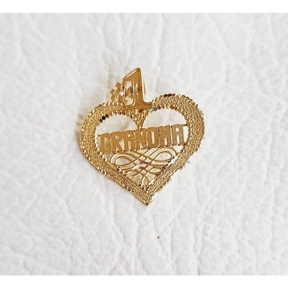 VINTAGE DESIGNER MICHAEL ANTHONY MA 14K YELLOW GOLD HEART #1 GRANDMA PENDANT